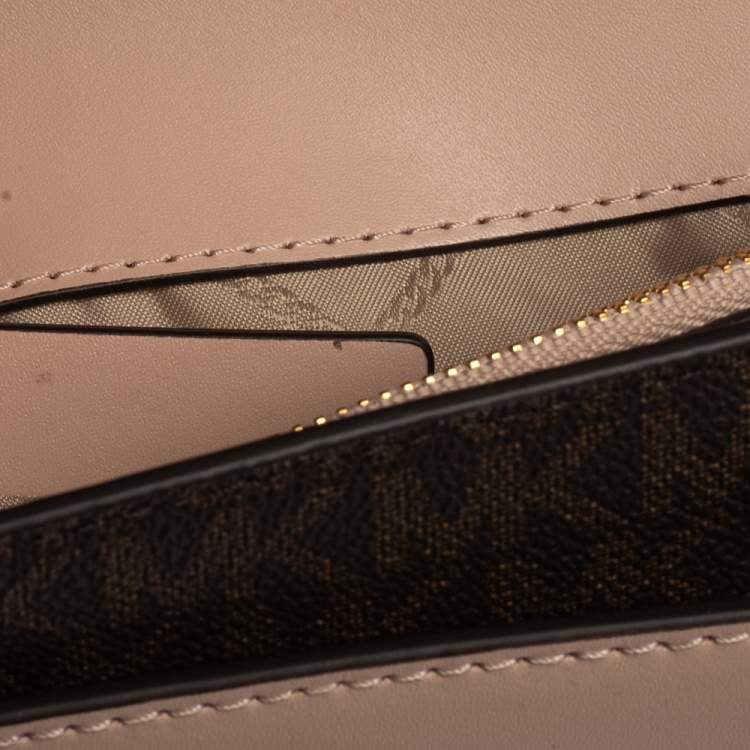 مملوكة مسبقًا Michael Kors Beige/Brown Monogram Coated Canvas and Leather Jade Shoulder Bag