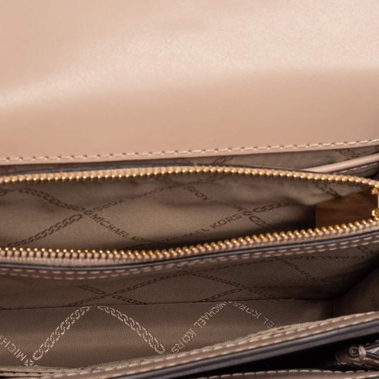 مملوكة مسبقًا Michael Kors Beige/Brown Monogram Coated Canvas and Leather Jade Shoulder Bag