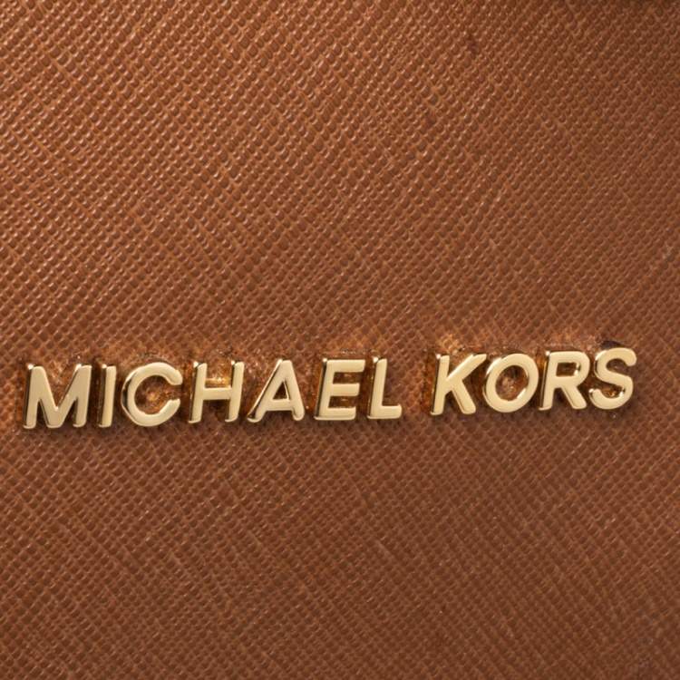 Pre Owned Michael Kors Brown Leather Jet Set Tote