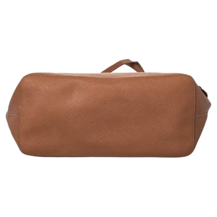 Pre Owned Michael Kors Brown Leather Jet Set Tote