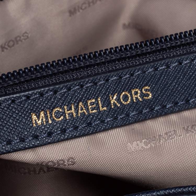 Pre Owned Michael Kors Navy Blue Leather Small Ava Top Handle Bag