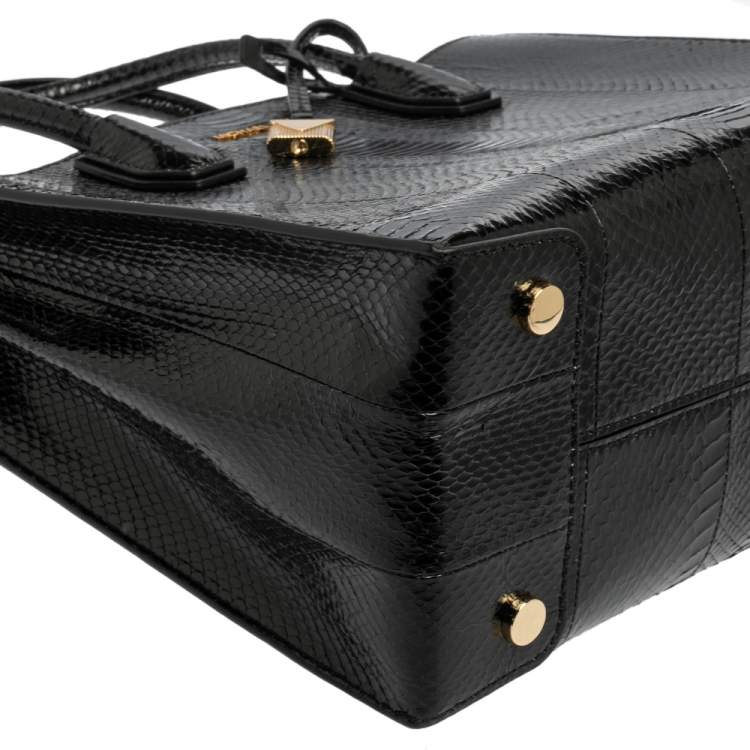 Pre Owned Michael Kors Black Snakeskin Large Mercer Tote