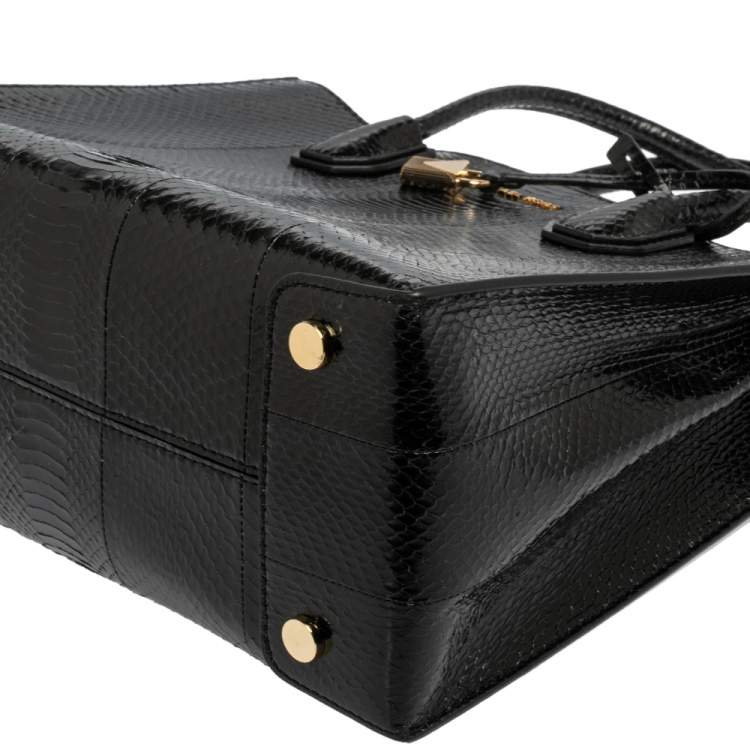 Pre Owned Michael Kors Black Snakeskin Large Mercer Tote