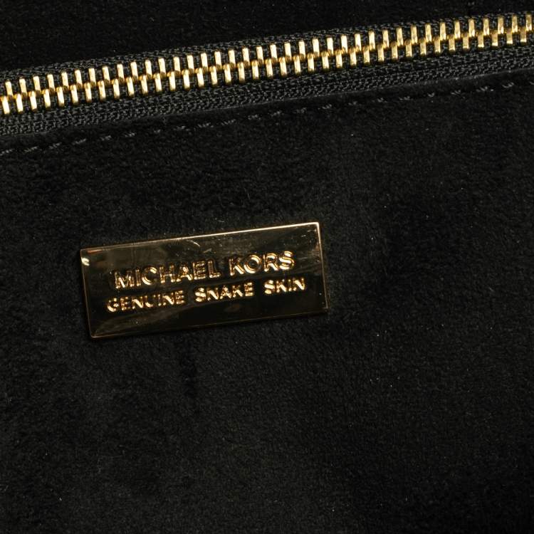 Pre Owned Michael Kors Black Snakeskin Large Mercer Tote