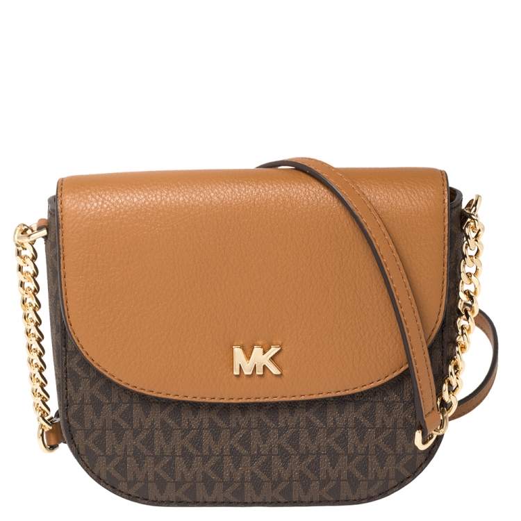 Michael Kors Brown/Beige Signature Canvas and Faux Leather Dome