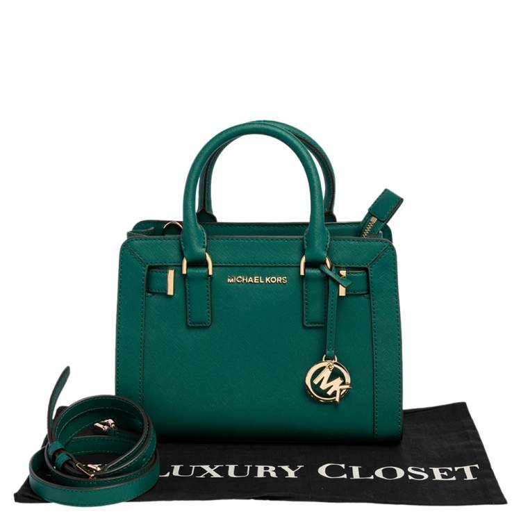 Pre Owned Michael Kors Green Leather Small Dillon Tote