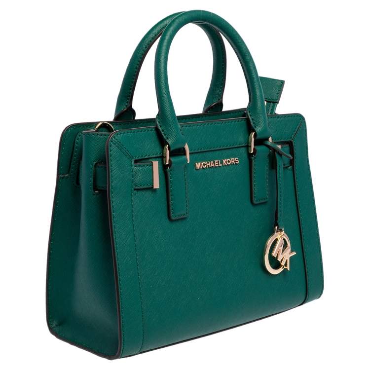 Pre Owned Michael Kors Green Leather Small Dillon Tote