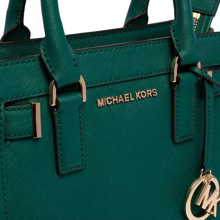 Pre Owned Michael Kors Green Leather Small Dillon Tote