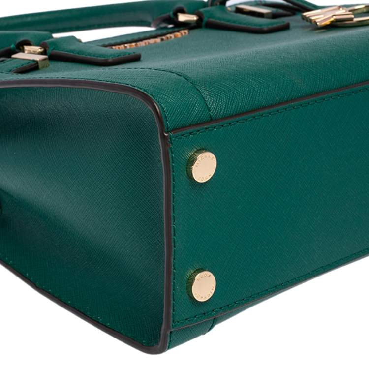 Pre Owned Michael Kors Green Leather Small Dillon Tote
