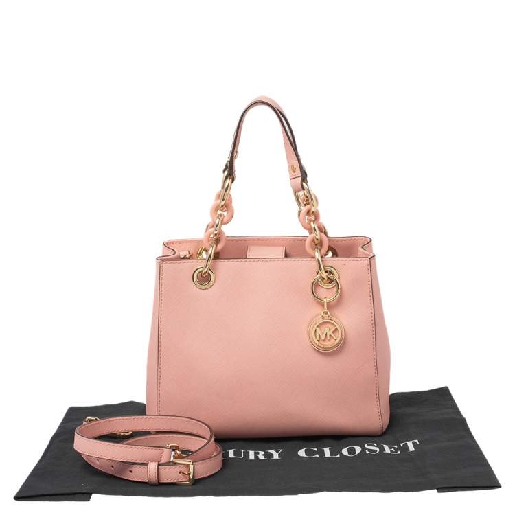 Pre Owned MICHAEL Michael Kors Pink Leather Cynthia Tote