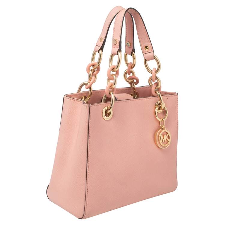 Pre Owned MICHAEL Michael Kors Pink Leather Cynthia Tote
