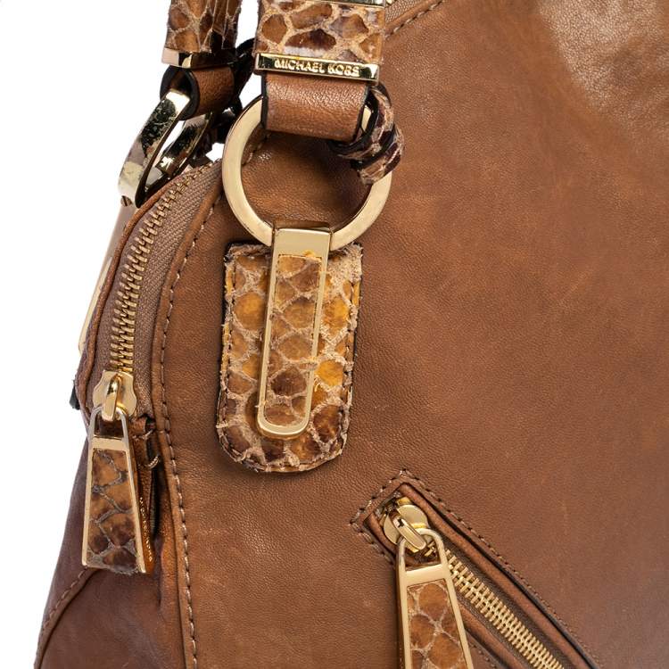 Pre Owned Michael Kors Tan Leather Matilda Slim Satchel