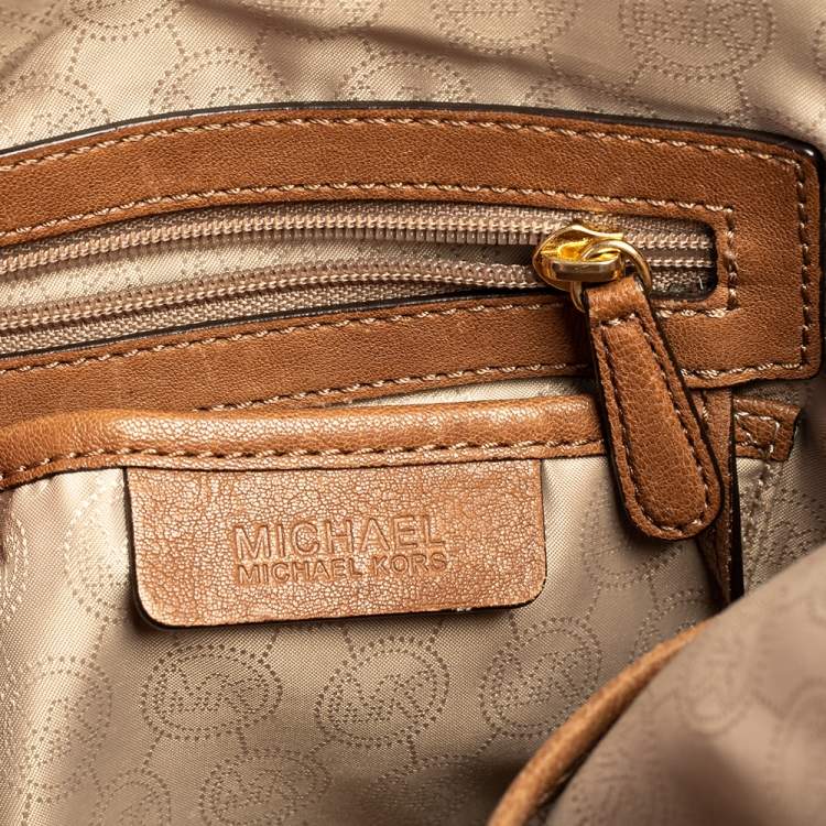 Pre Owned Michael Kors Tan Leather Matilda Slim Satchel