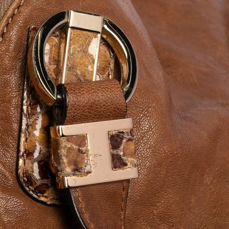 Pre Owned Michael Kors Tan Leather Matilda Slim Satchel