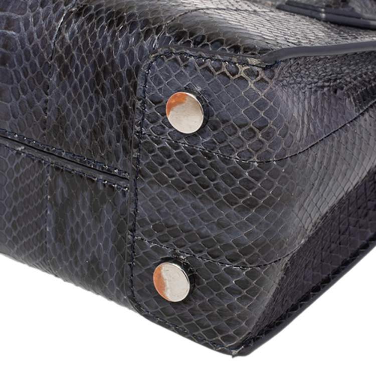 Pre Owned Michael Kors Blue/Black Snakeskin Mercer Tote