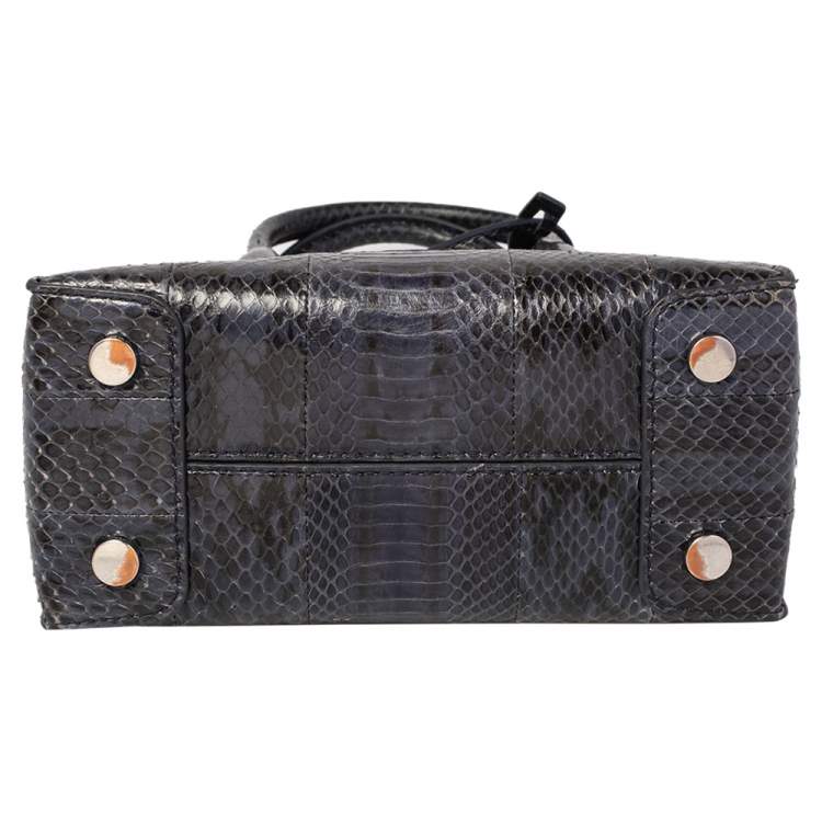 Pre Owned Michael Kors Blue/Black Snakeskin Mercer Tote