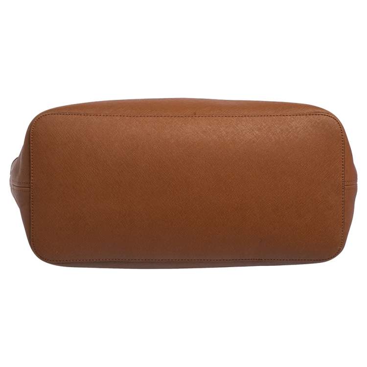 Pre Owned Michael Kors Brown Leather Large Jet Set Travel Tote