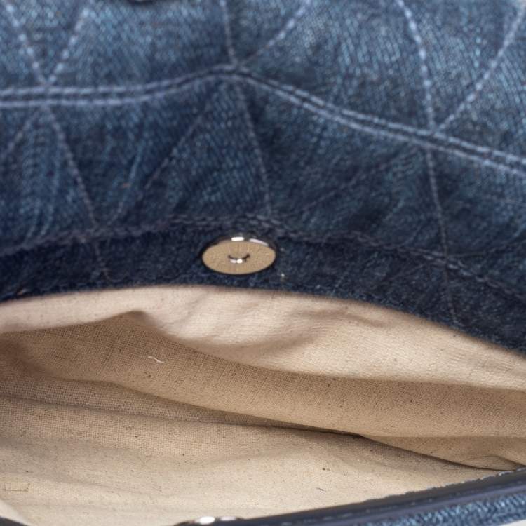 Pre Owned Michael Kors Blue Floral Denim Sloan Shoulder Bag