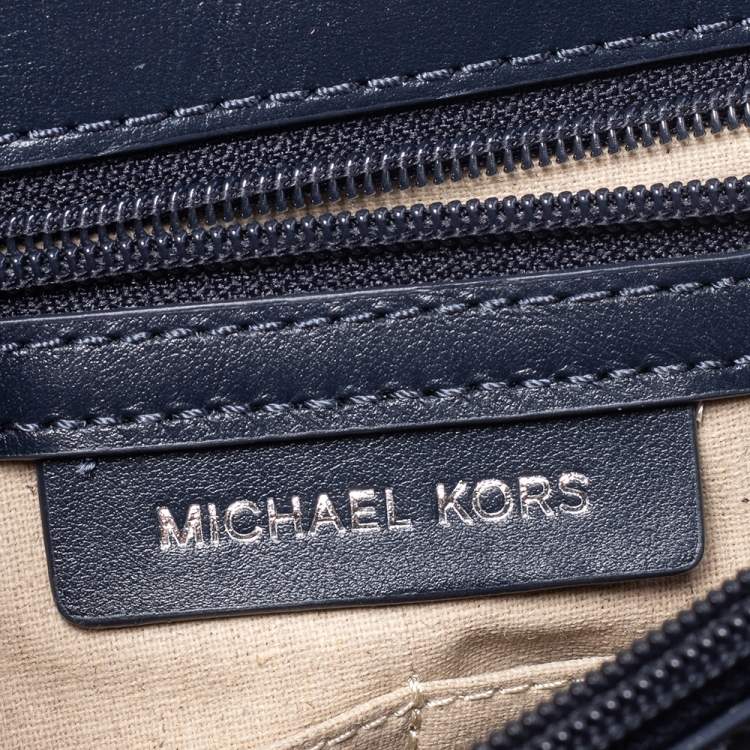 Pre Owned Michael Kors Blue Floral Denim Sloan Shoulder Bag