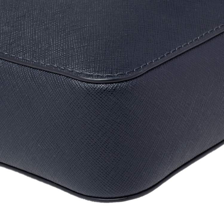 Pre Owned Michael Kors Navy Blue Saffiano Leather Jet Set Camera Crossbody Bag