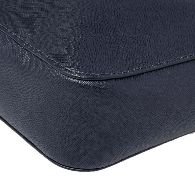 Pre Owned Michael Kors Navy Blue Saffiano Leather Jet Set Camera Crossbody Bag