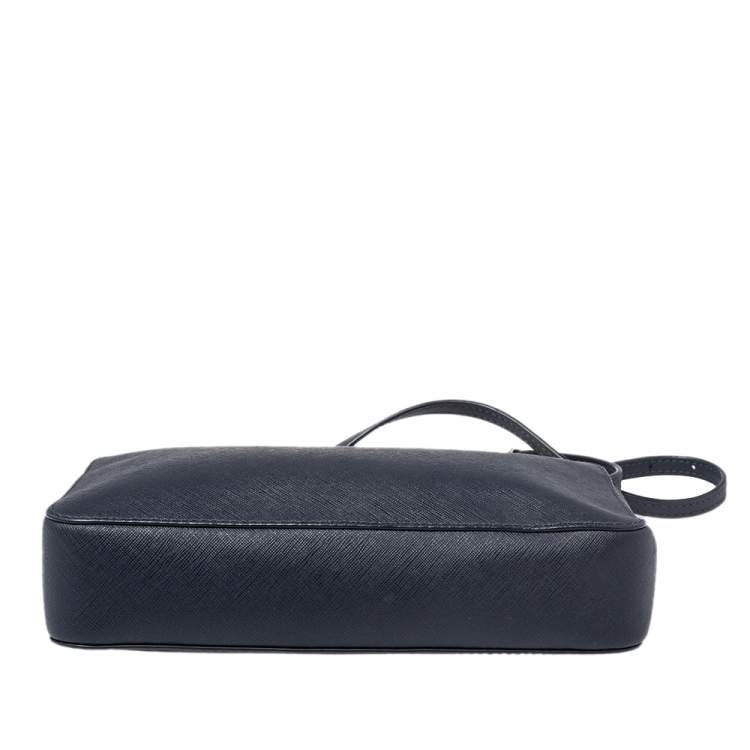 Pre Owned Michael Kors Navy Blue Saffiano Leather Jet Set Camera Crossbody Bag