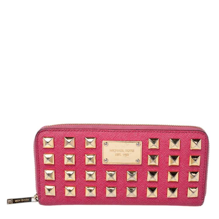 MICHAEL KORS: Michael card holder in grained leather - Pink | MICHAEL KORS  wallet 34S3ST9D5L online at GIGLIO.COM