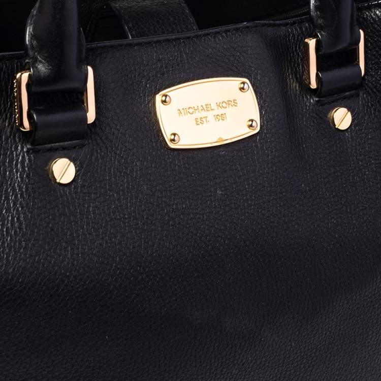 Pre Owned MICHAEL Michael Kors Black Leather Kellen Top Handle Bag