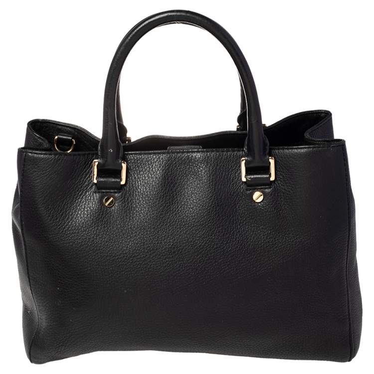 Pre Owned MICHAEL Michael Kors Black Leather Kellen Top Handle Bag
