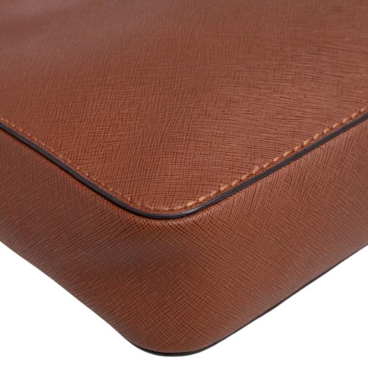 Pre Owned Michael Kors Brown Saffiano Leather Jet Set Camera Crossbody Bag