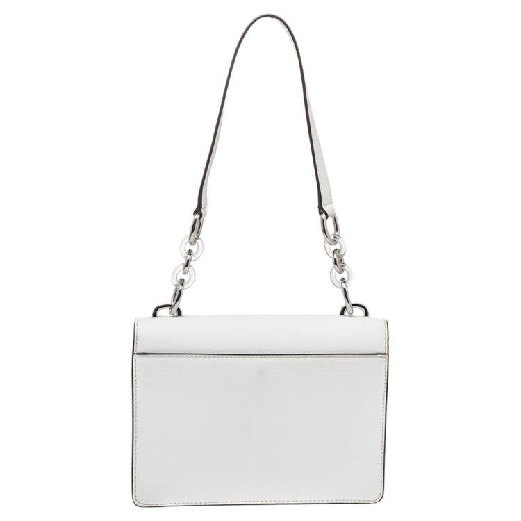 Pre Owned Michael Kors White Leather Small Cynthia Shoulder Bag