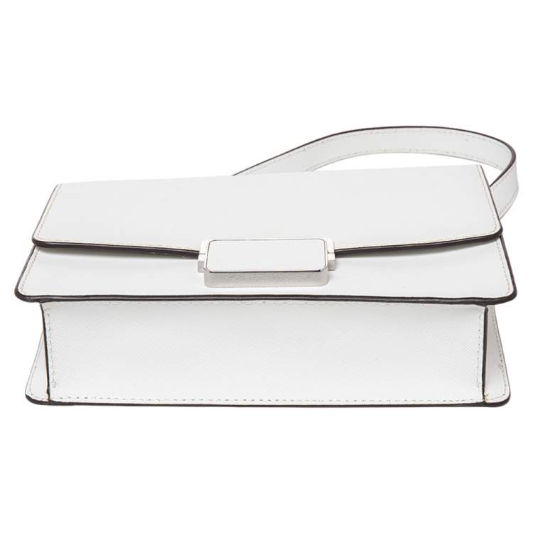 Pre Owned Michael Kors White Leather Small Cynthia Shoulder Bag