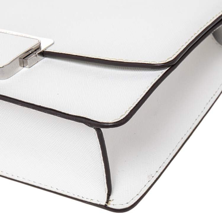 Pre Owned Michael Kors White Leather Small Cynthia Shoulder Bag