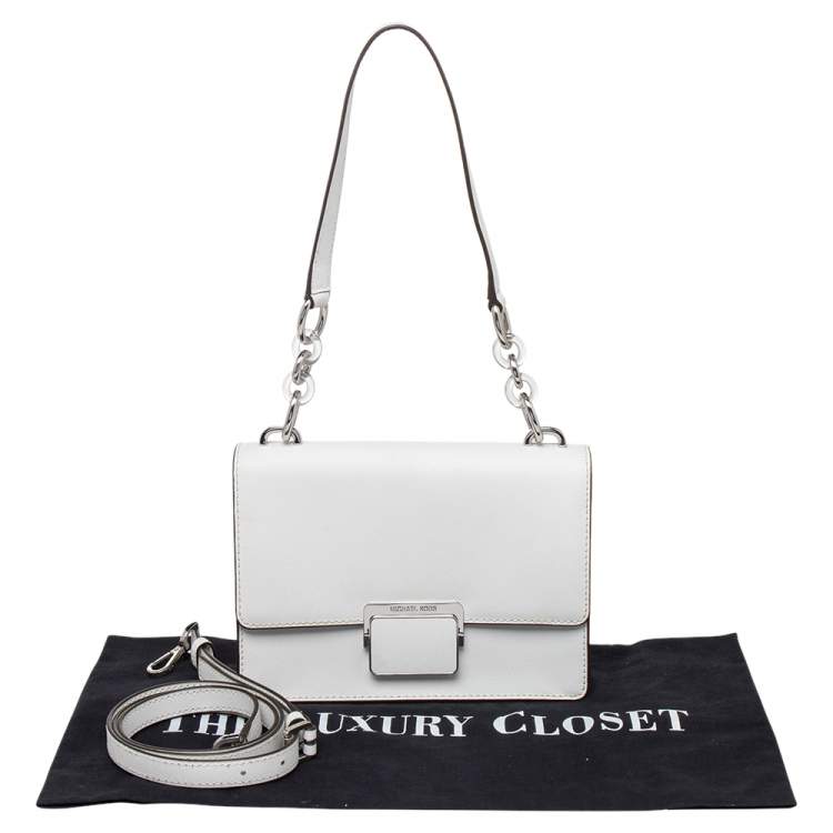 Pre Owned Michael Kors White Leather Small Cynthia Shoulder Bag