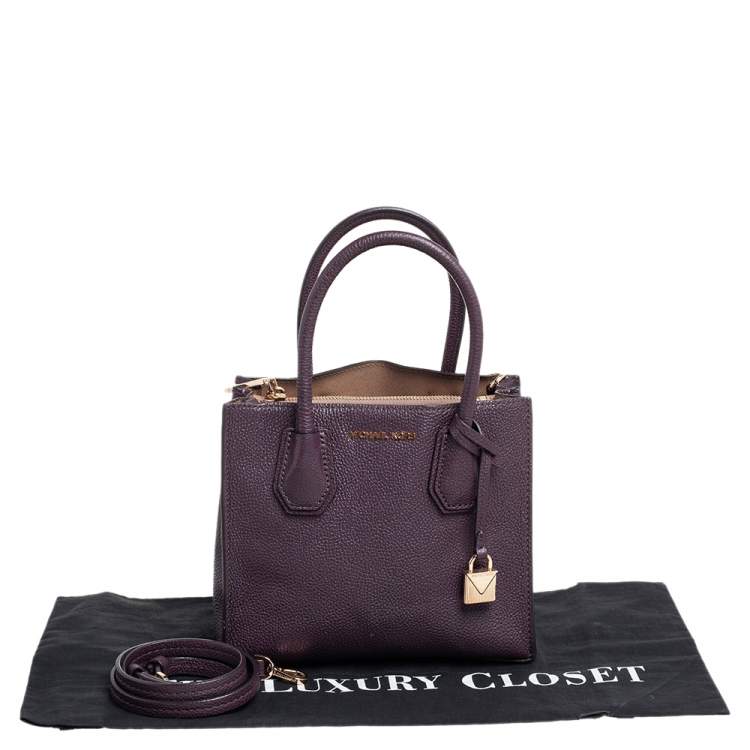 Pre Owned Michael Kors Purple Leather Mercer Tote