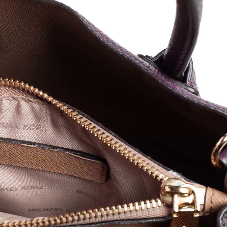 Pre Owned Michael Kors Purple Leather Mercer Tote