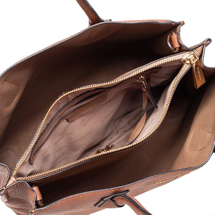 Pre Owned Michael Kors Brown Grained Leather Large Mercer Tote
