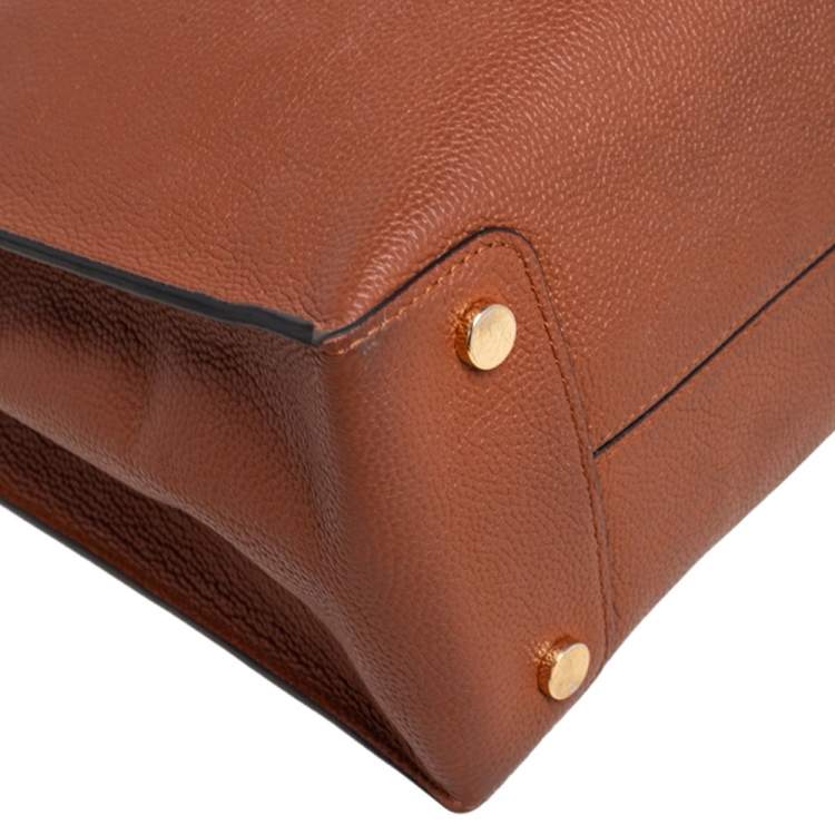 Pre Owned Michael Kors Brown Grained Leather Large Mercer Tote