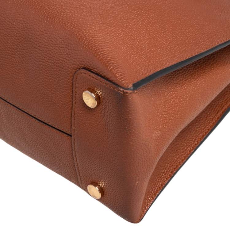 Pre Owned Michael Kors Brown Grained Leather Large Mercer Tote