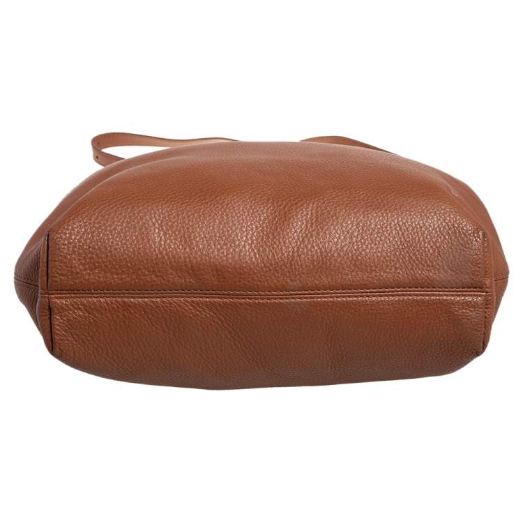 Pre Owned Michael Kors Brown Soft Leather Jet Set Chain Hobo