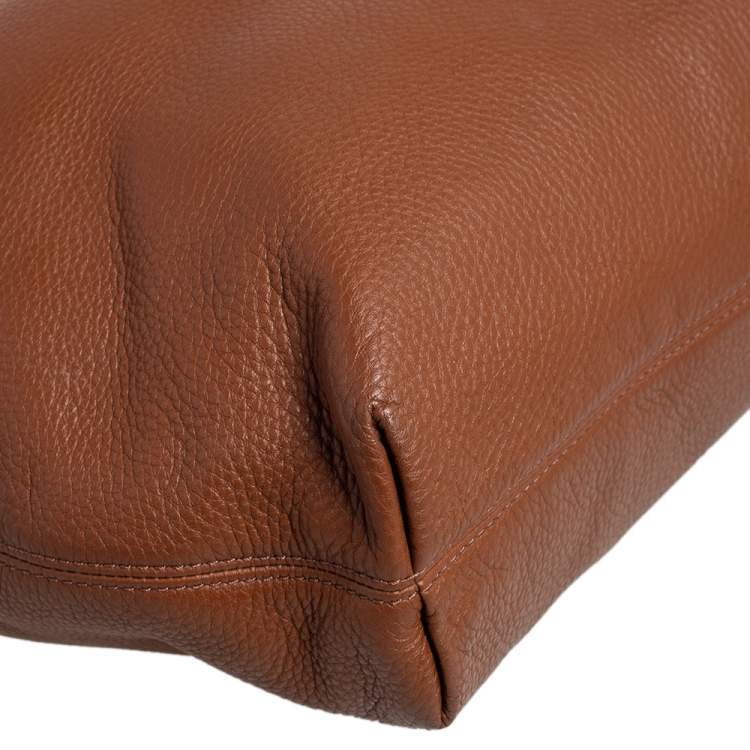 Pre Owned Michael Kors Brown Soft Leather Jet Set Chain Hobo