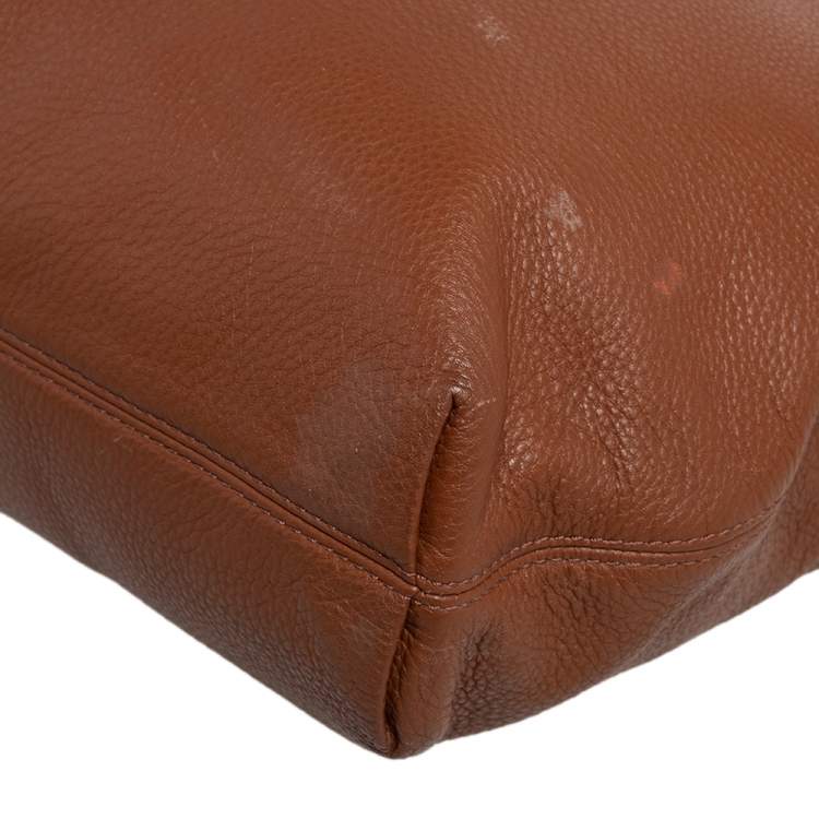 Pre Owned Michael Kors Brown Soft Leather Jet Set Chain Hobo