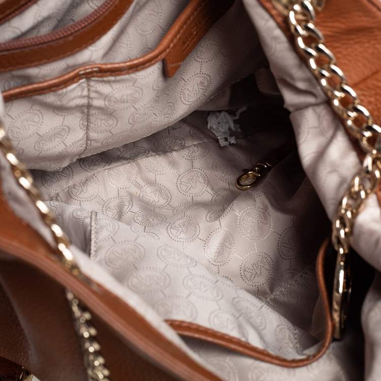 Pre Owned Michael Kors Brown Soft Leather Jet Set Chain Hobo