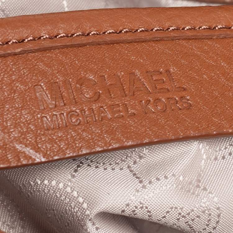 Pre Owned Michael Kors Brown Soft Leather Jet Set Chain Hobo
