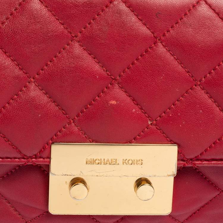 Pre Owned Michael Kors Red Quilted Leather Sloan Shoulder Bag