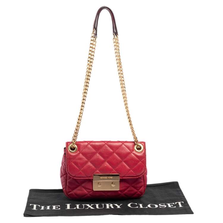 Pre Owned Michael Kors Red Quilted Leather Sloan Shoulder Bag