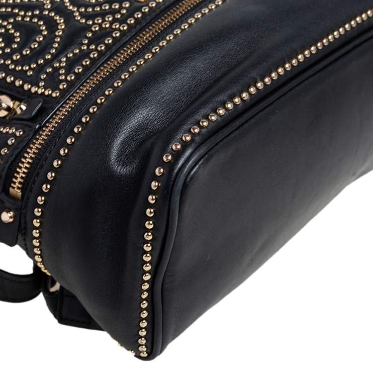 Pre Owned Michael Kors Black Leather Small Studded Rhea Backpack