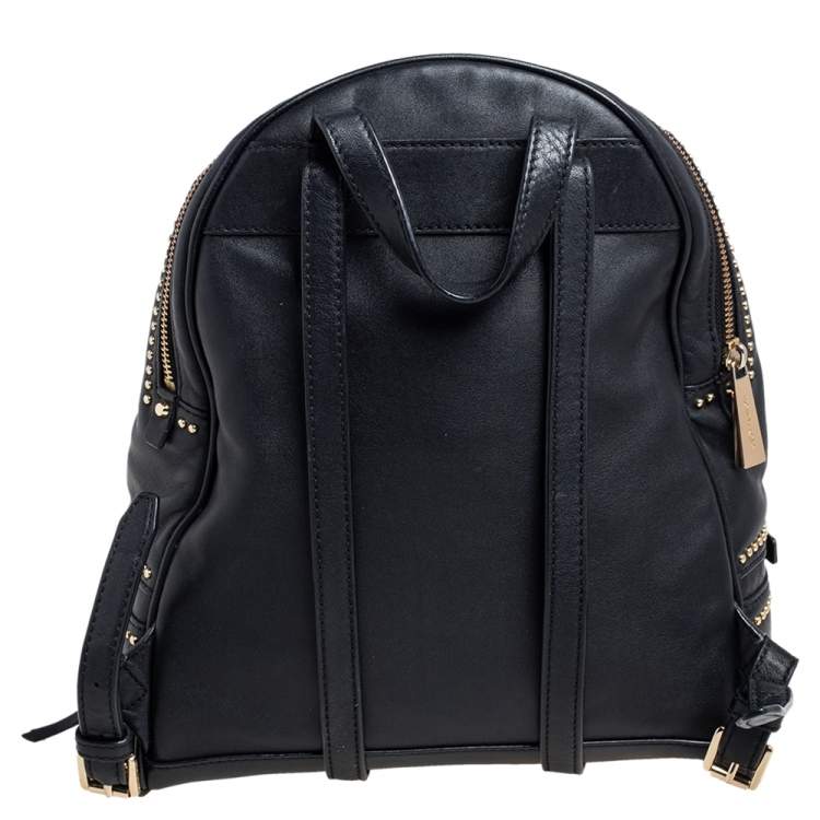 Pre Owned Michael Kors Black Leather Small Studded Rhea Backpack