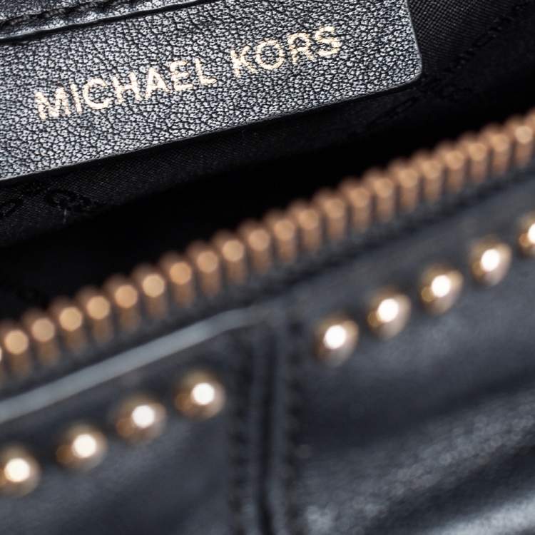 Pre Owned Michael Kors Black Leather Small Studded Rhea Backpack
