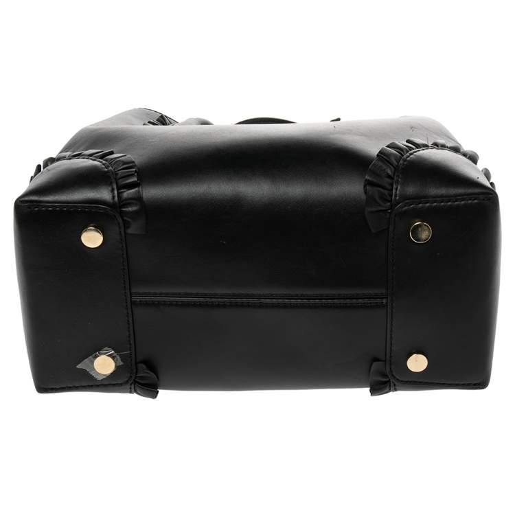 Pre Owned Michael Kors Black Ruffled Leather Medium Mercer Gallery Tote